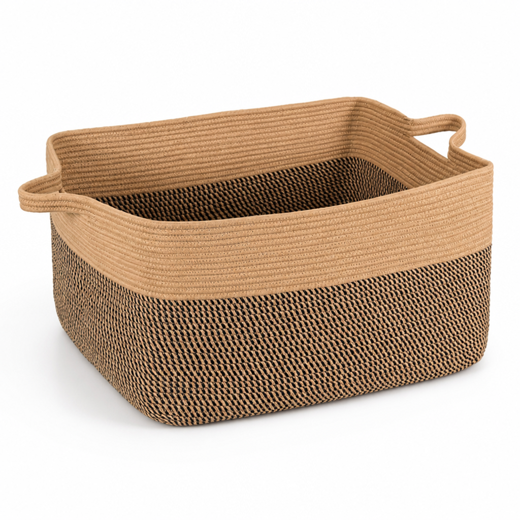 Machine Washable Woven Cotton Rope Storage Basket (45L)