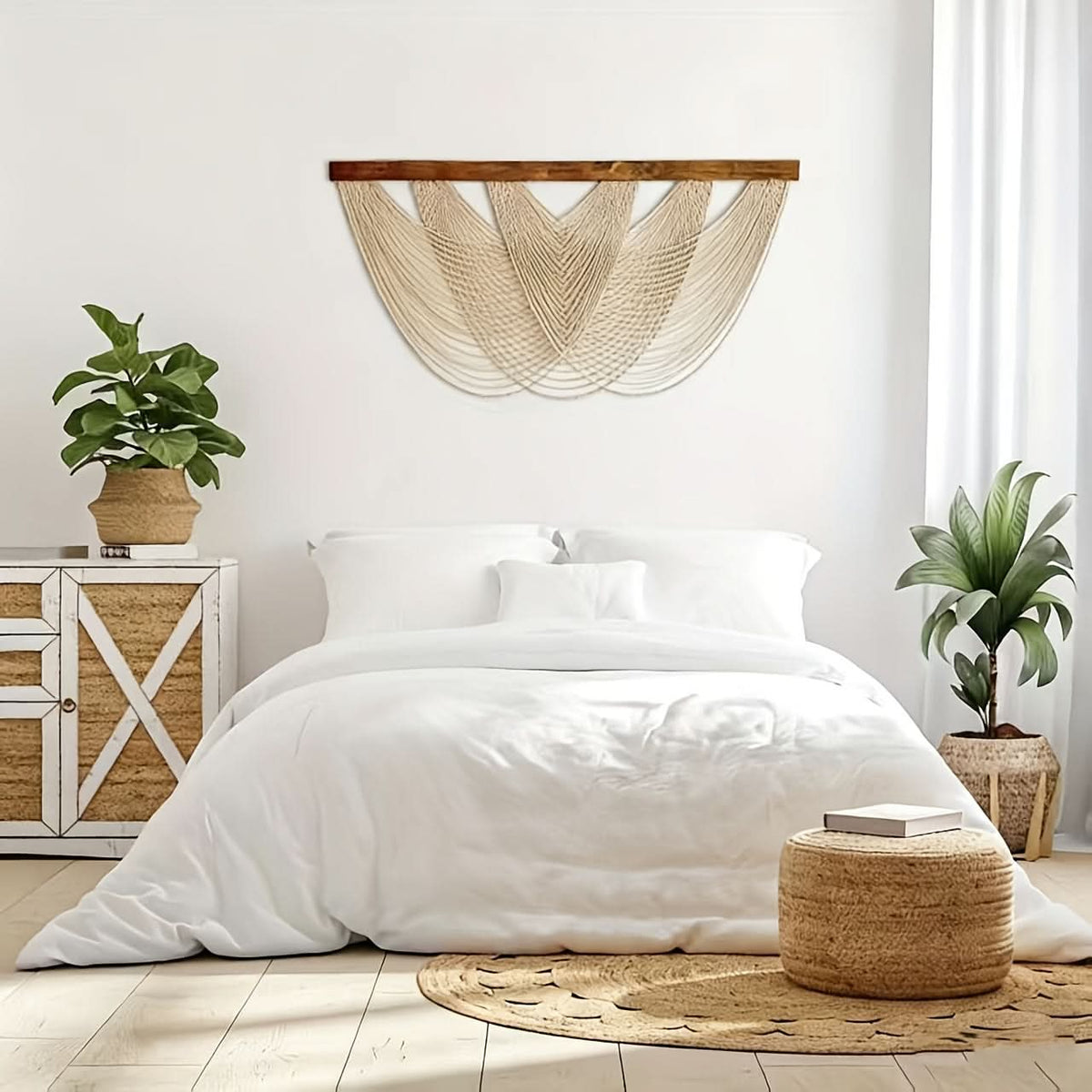Macramé Wall Hanging Handwoven Cotton Lightweight 39.4 × 23.6 Inches