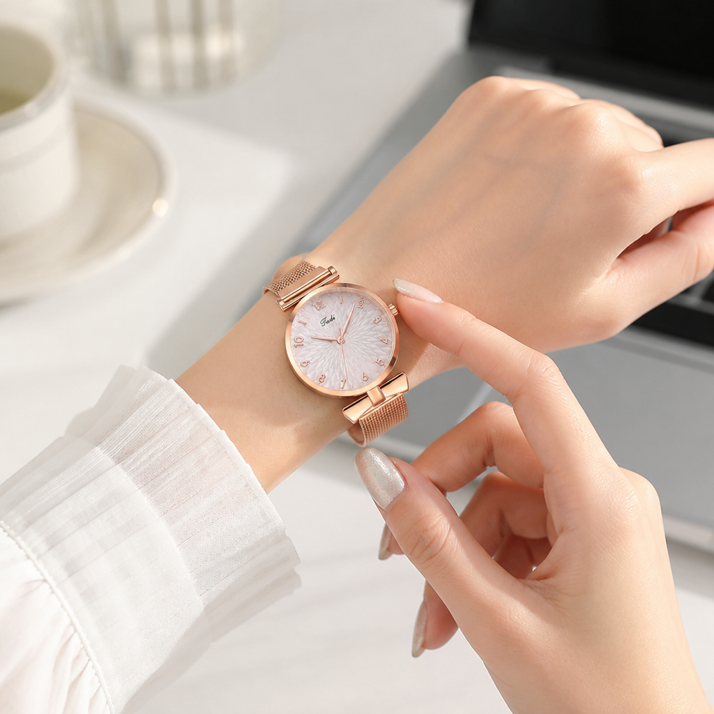 Magnetic Closure & Sparkling Color-Changing Dial Watch