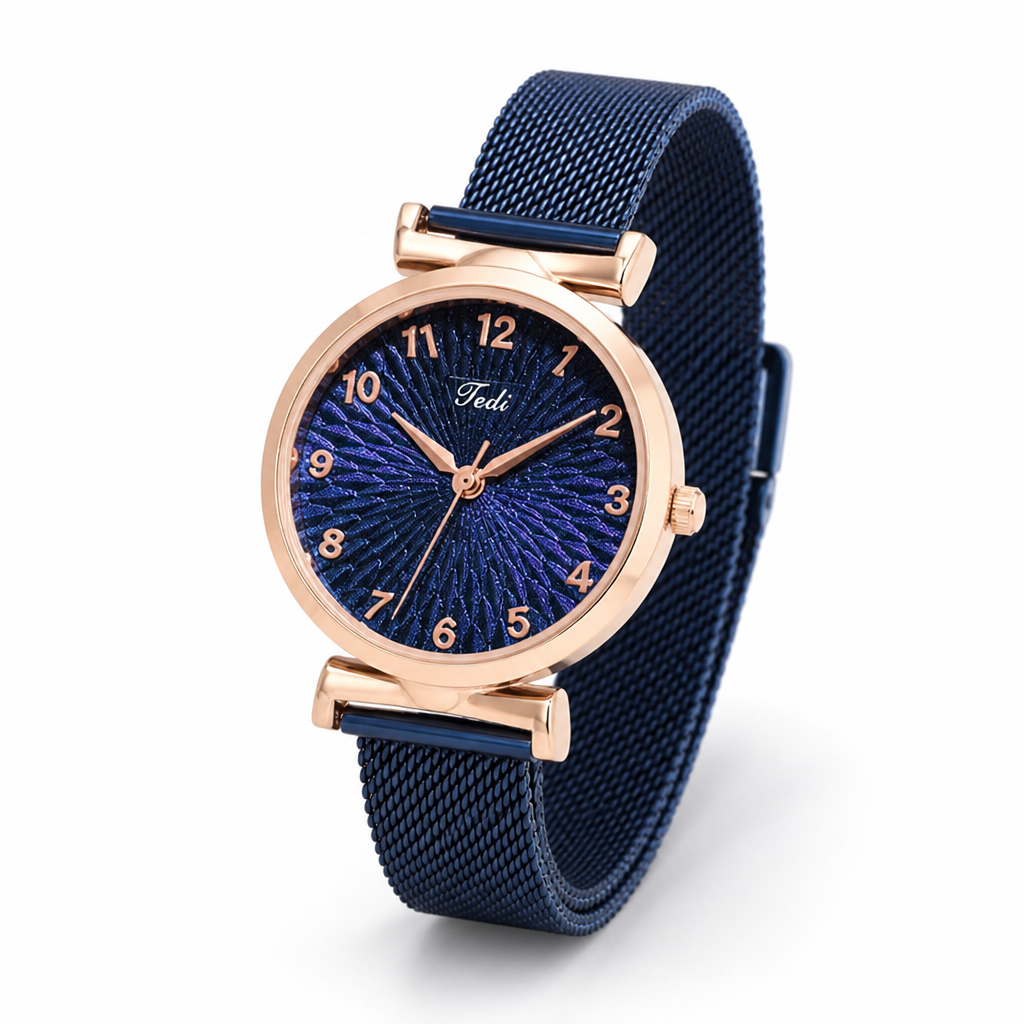 Magnetic Closure & Sparkling Color-Changing Dial Watch