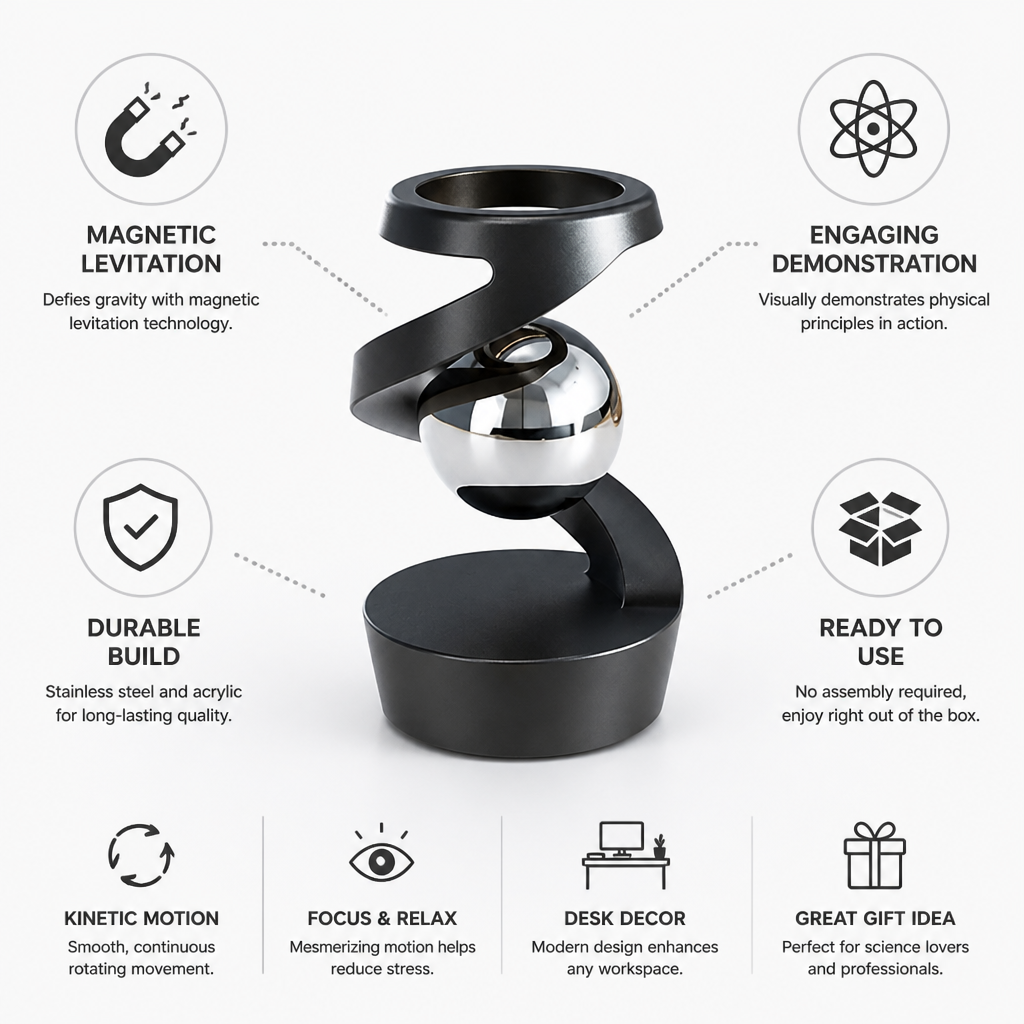 Magnetic Levitation Stainless Steel & Acrylic Desk Toy