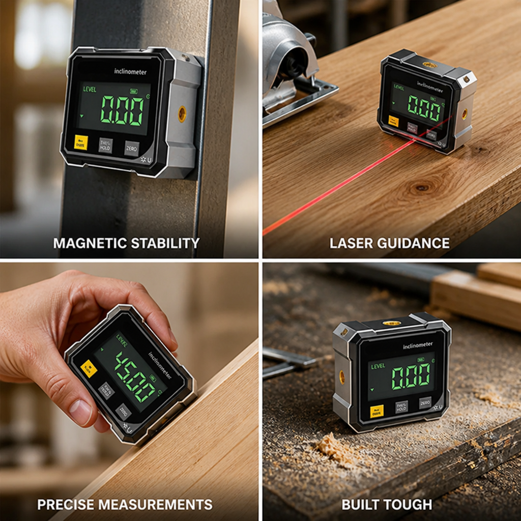 Magnetic Side & Laser-Guided Digital Inclinometer