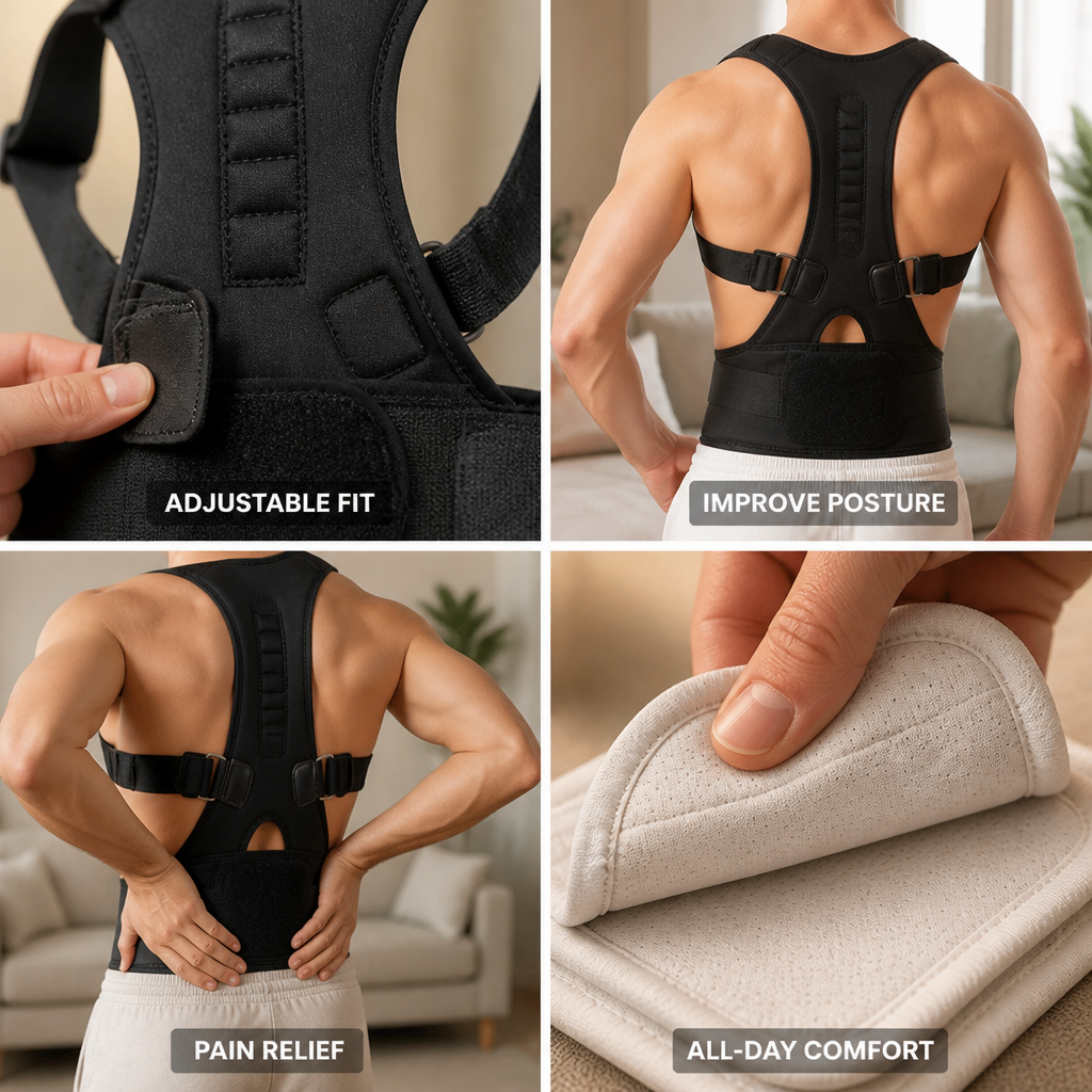 Magnetic Therapy Posture-Correcting Back Support Brace