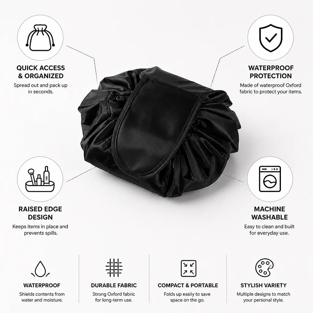 Makeup Bag Drawstring Waterproof & Machine-Washable