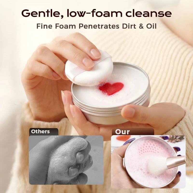 Makeup Brush Cleaner Solid Soap With Integrated Scrub Pad