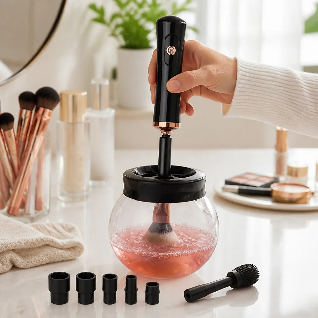 Makeup Brush Cleaner Spin & Dry 8 Silicone Rings