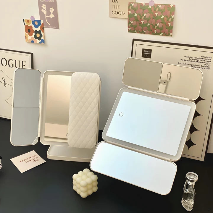 Makeup Mirror Triple Panel LED Rechargeable