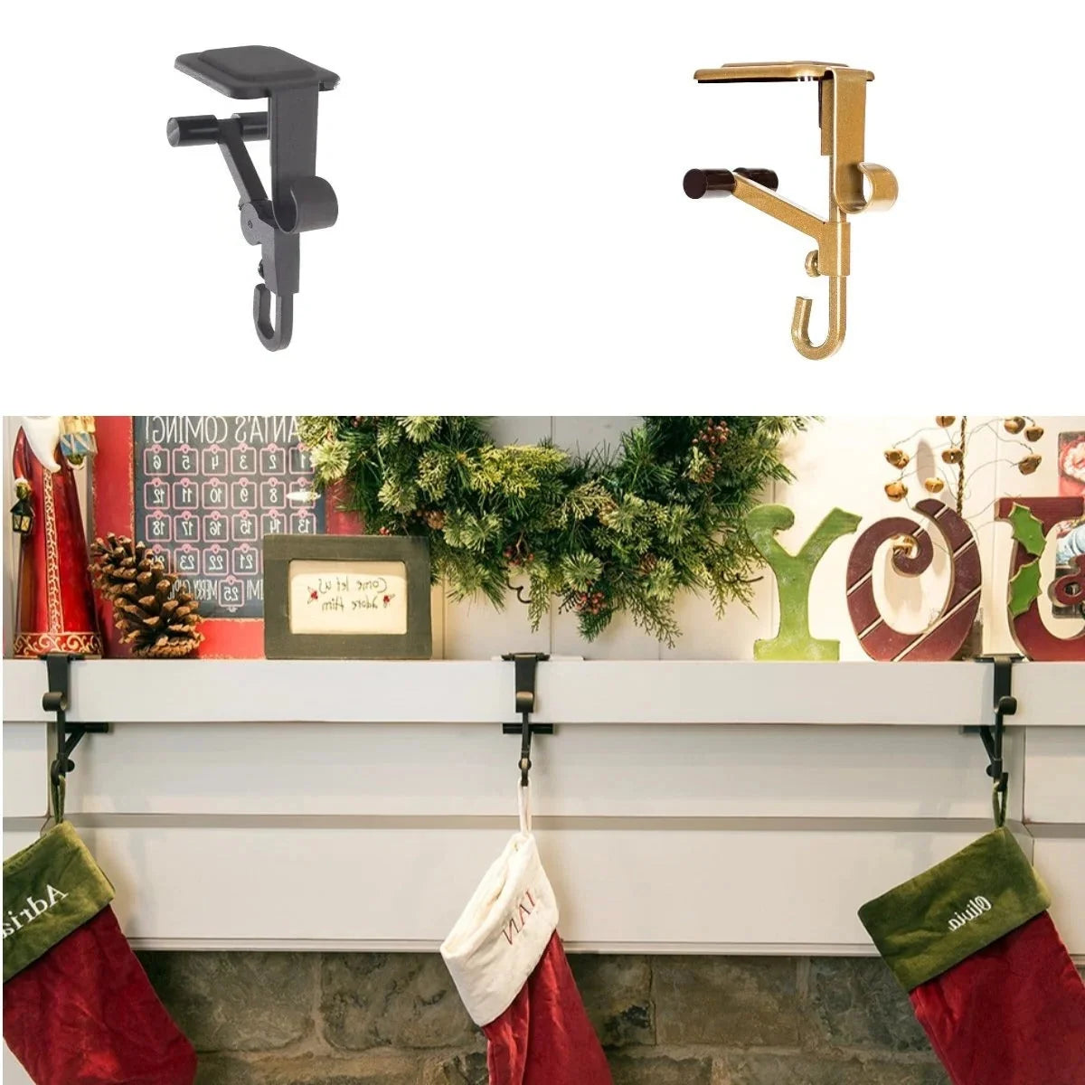 Mantel Stocking Holder Dual Hook 20 lb Capacity