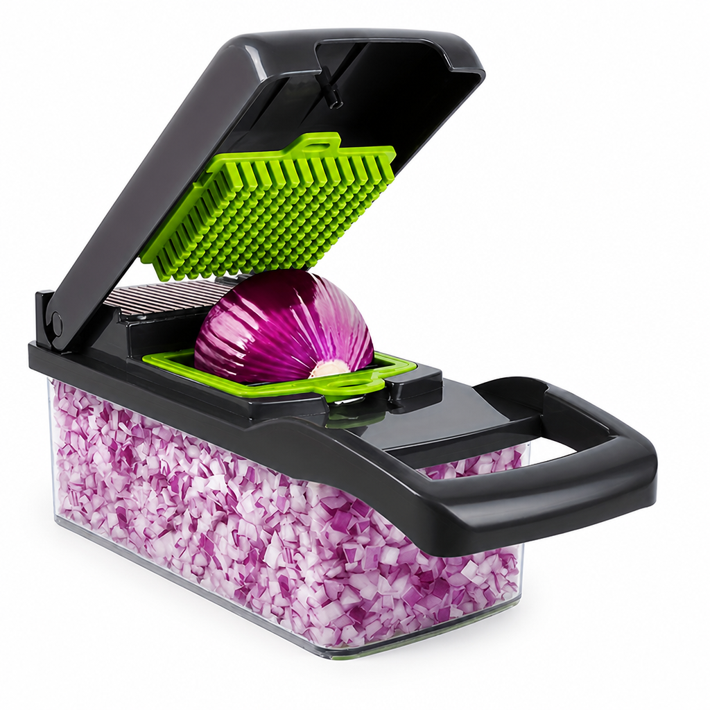 Manual Interchangeable Blade Vegetable Cutter (With Collection Container & Strainer)
