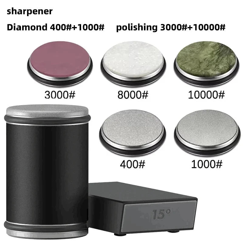 Manual Knife Sharpener Dual-Angle Diamond Roller Magnetic Holder
