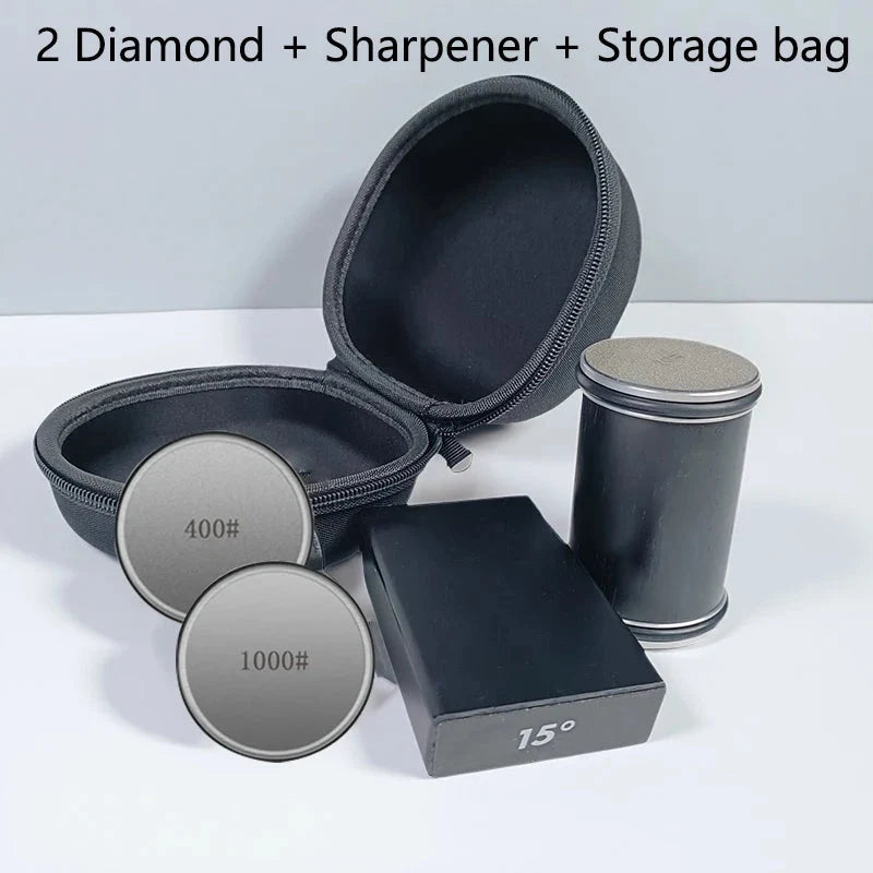Manual Knife Sharpener Dual-Angle Diamond Roller Magnetic Holder