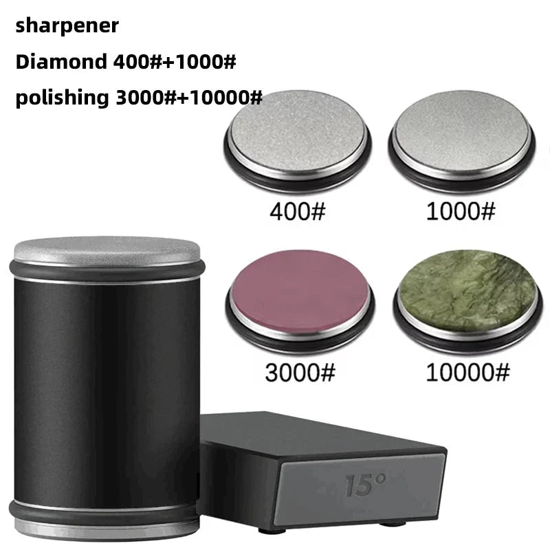Manual Knife Sharpener Dual-Angle Diamond Roller Magnetic Holder
