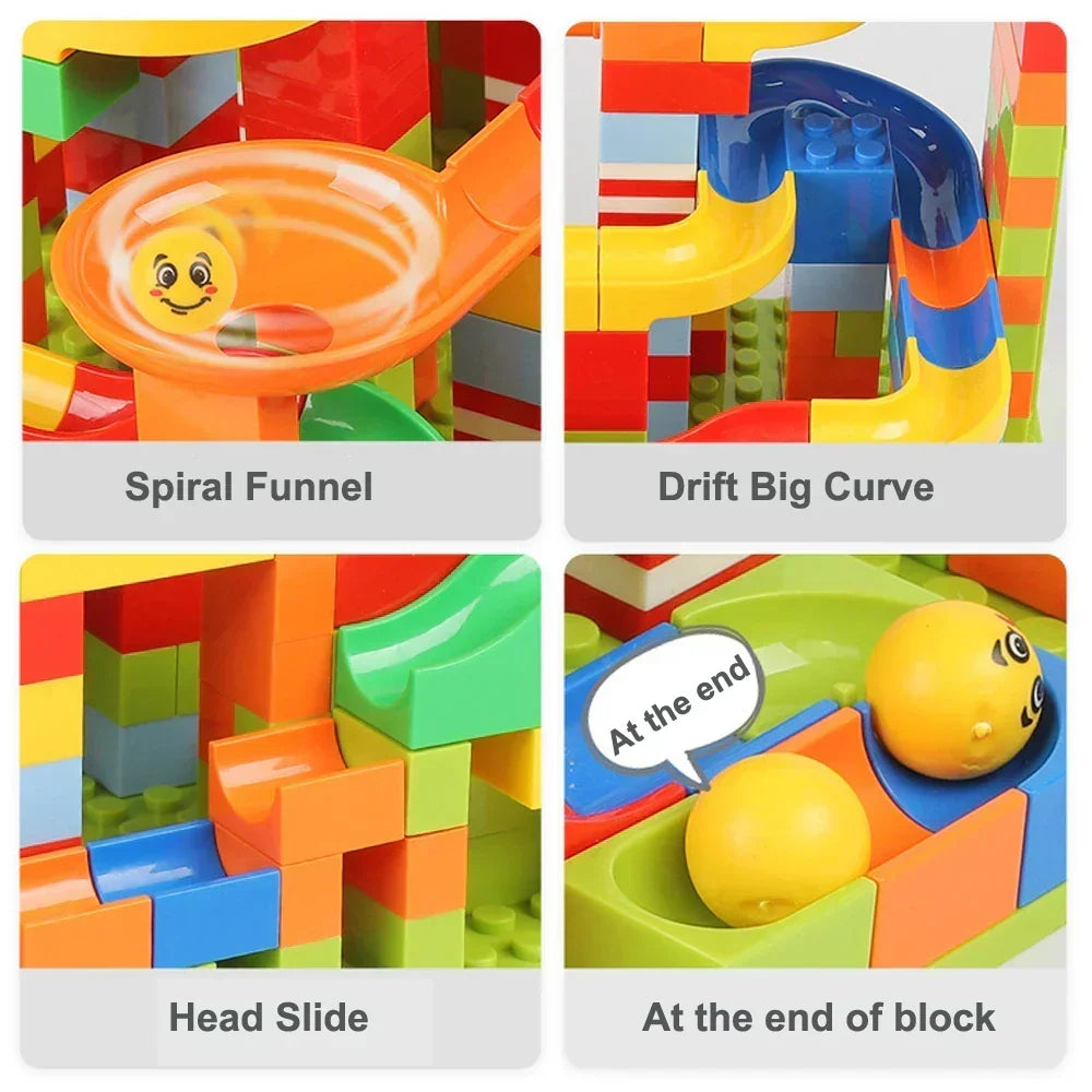 Marble Run Building Set 168-Piece Construction Kit Tracks Ramps & Tunnels