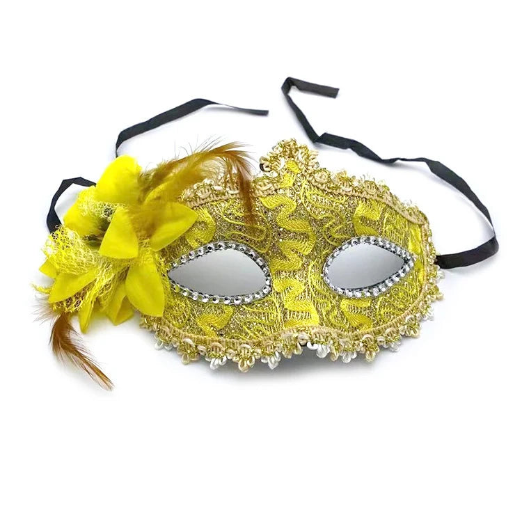 Masquerade Mask Floral Lace Rhinestones Adjustable Band