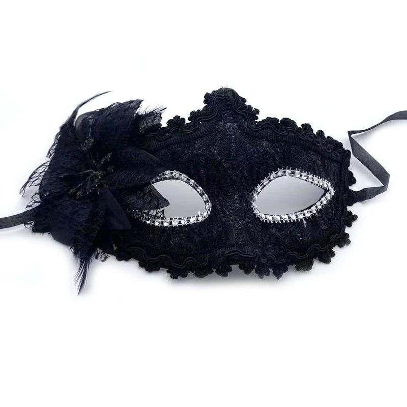 Masquerade Mask Floral Lace Rhinestones Adjustable Band