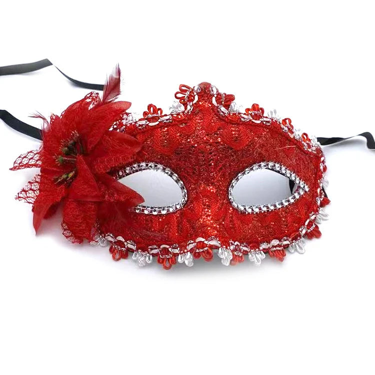Masquerade Mask Floral Lace Rhinestones Adjustable Band