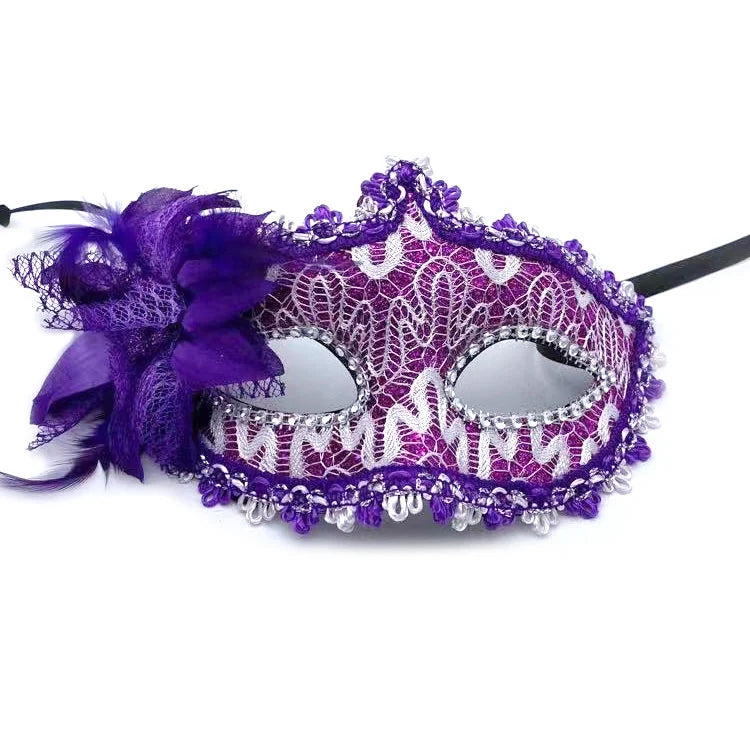 Masquerade Mask Floral Lace Rhinestones Adjustable Band