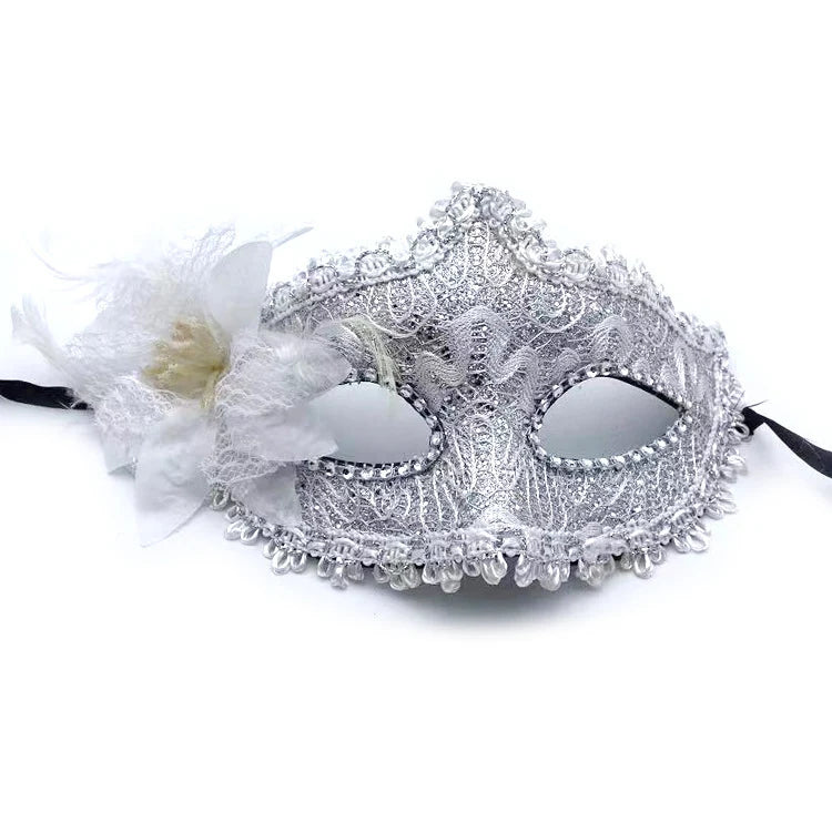 Masquerade Mask Floral Lace Rhinestones Adjustable Band