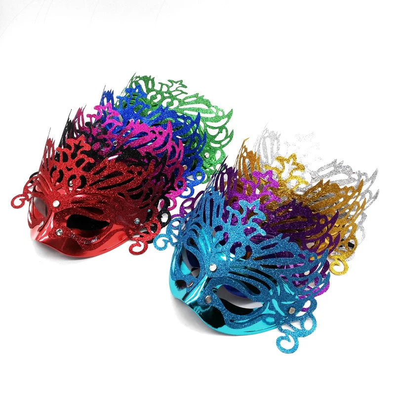 Masquerade Mask Lace-Like Design Sparkling Details Adjustable Band