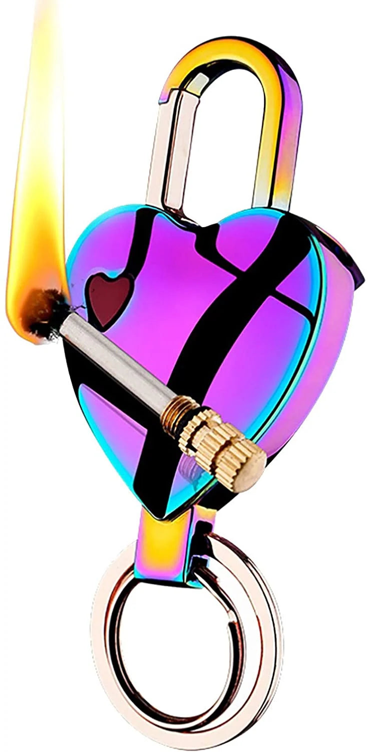 Match Lighter Heart-Shaped Waterproof Wind-Resistant Keychain