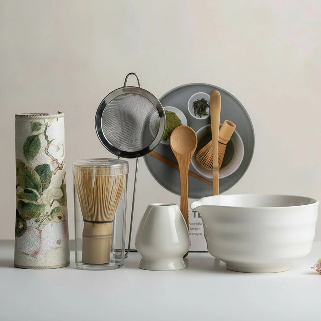 Matcha Tea Set 8-Piece Ceramic Bowl Bamboo Whisk