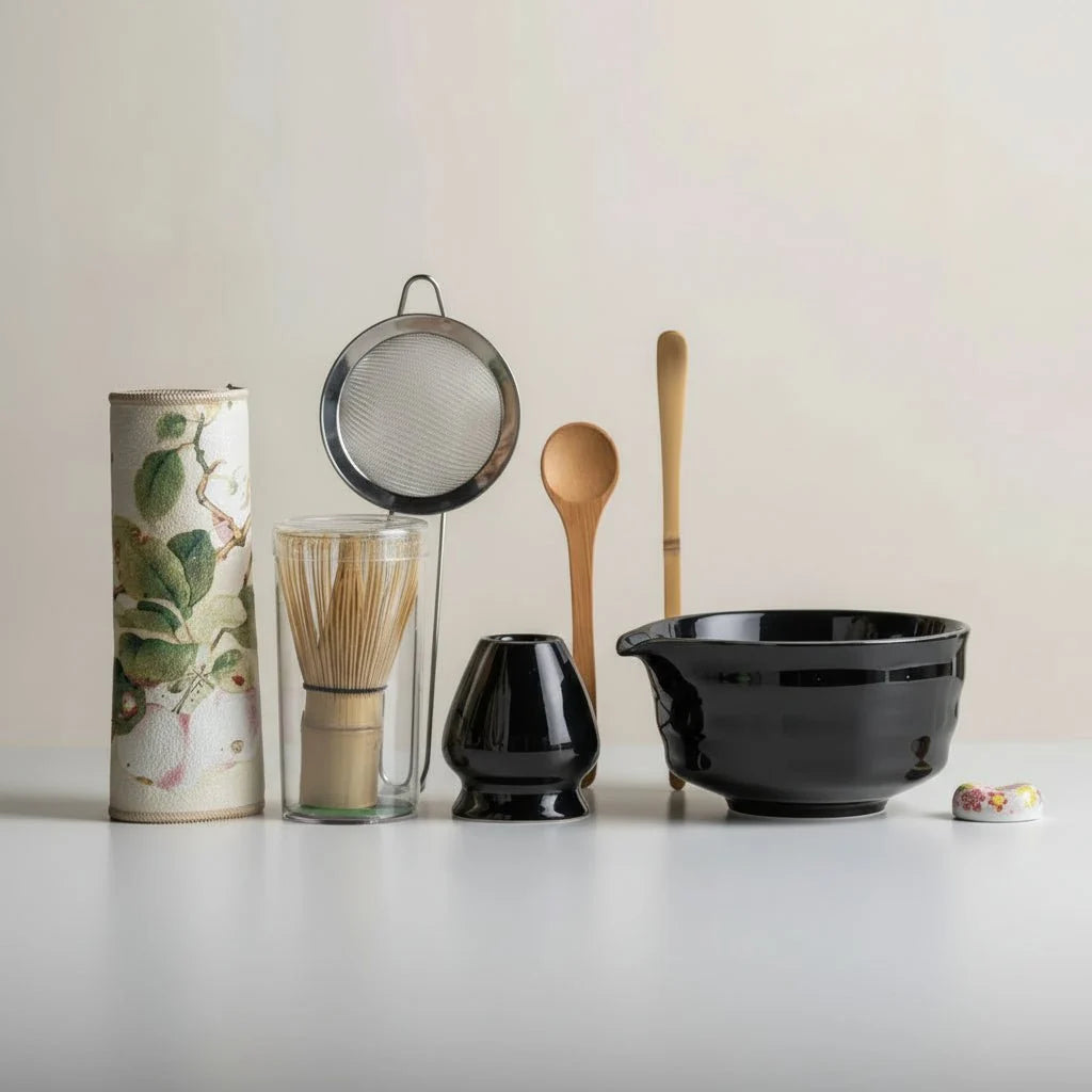Matcha Tea Set 8-Piece Ceramic Bowl Bamboo Whisk