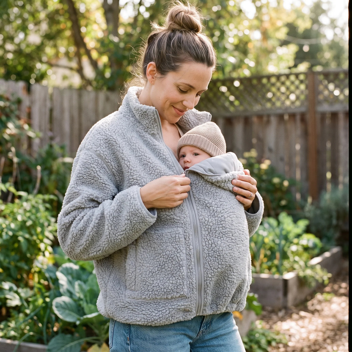 Maternity Babywearing Jacket Teddy Fleece Expandable Front Section