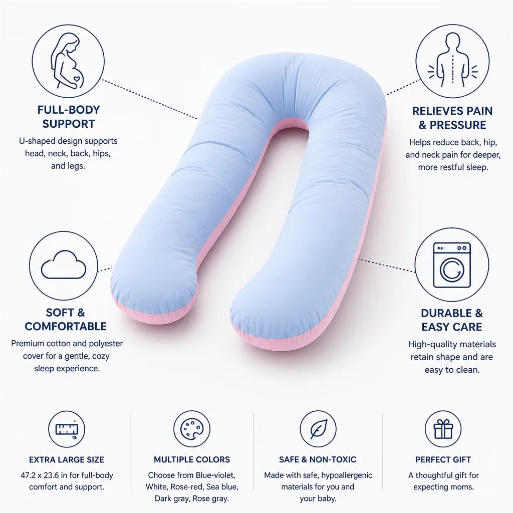 Maternity Pillow U-Shaped Full-Body Neck & Back Support