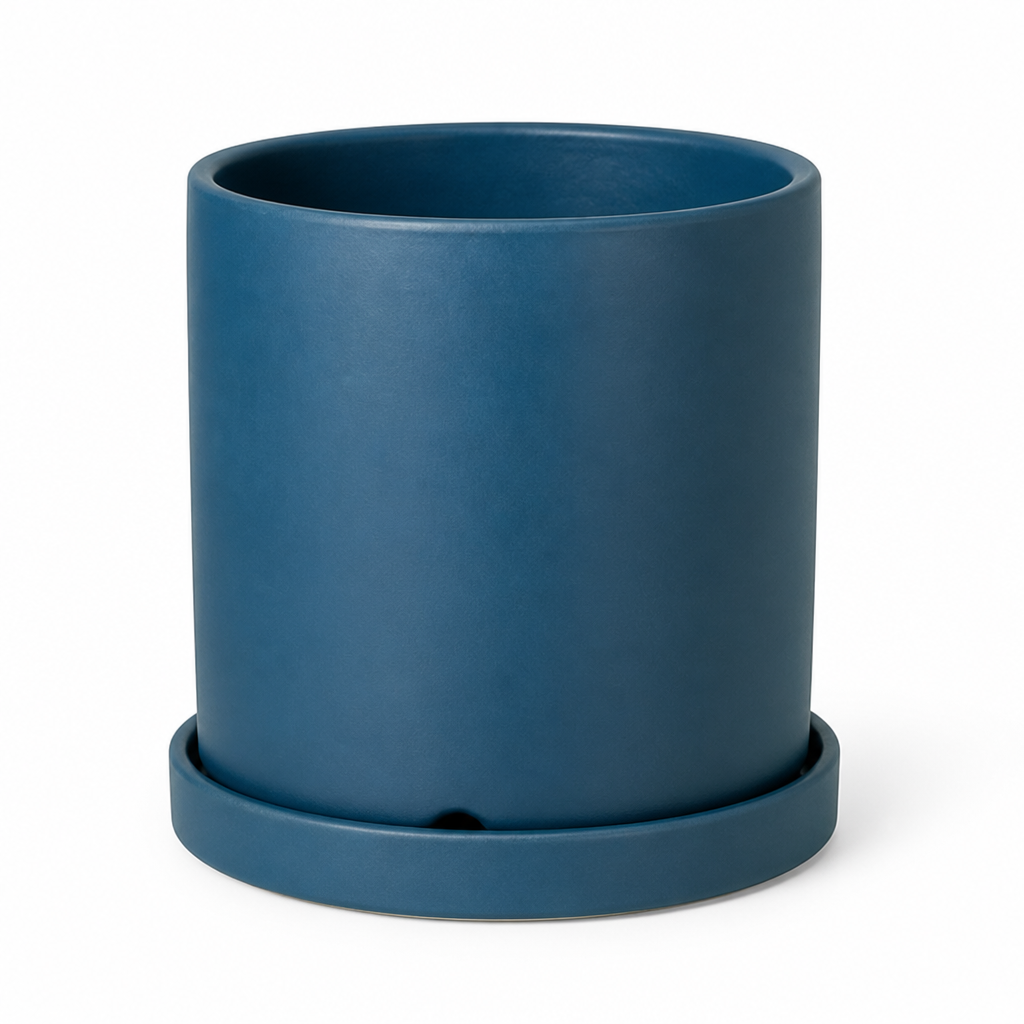 Matte Glazed Ceramic Indoor Plant Pot (Drainage Hole & Saucer)