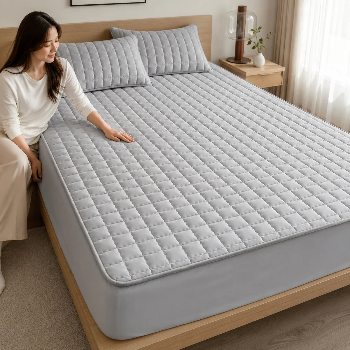 Mattress Protector Quilted Breathable Water-Repellent Non-Slip Fit