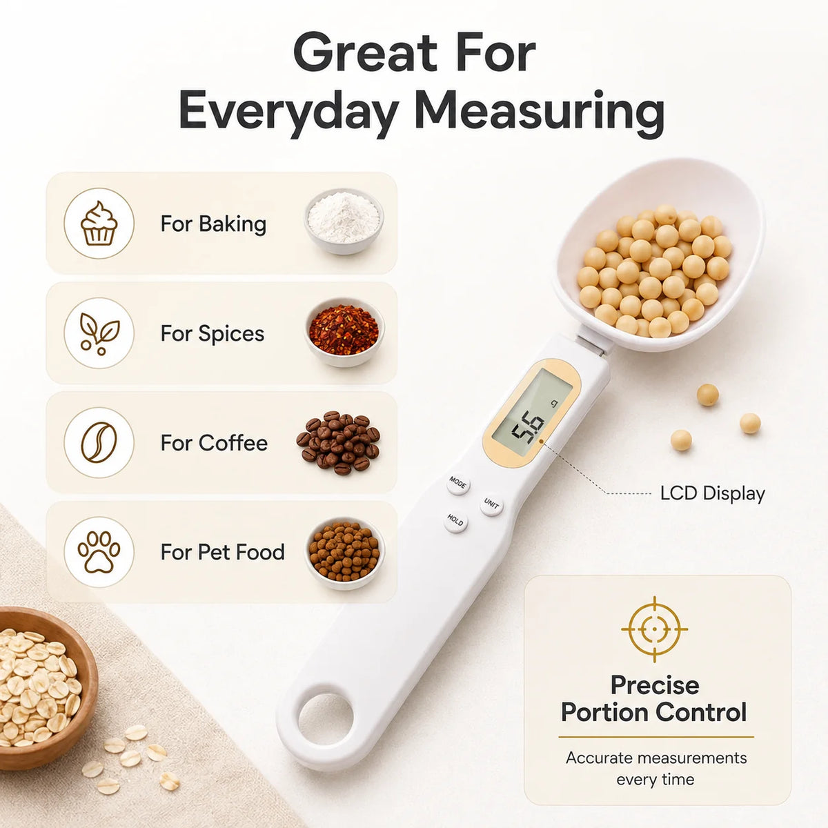 Measuring Spoon Digital Scale Tare Function Detachable Head
