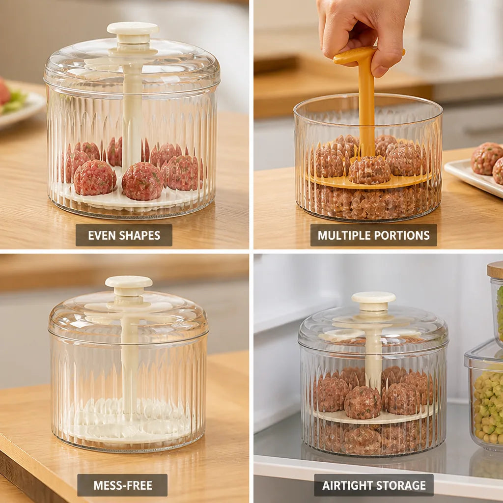 Meatball Press Uniform 3-4 cm Glass Container & Airtight Lid