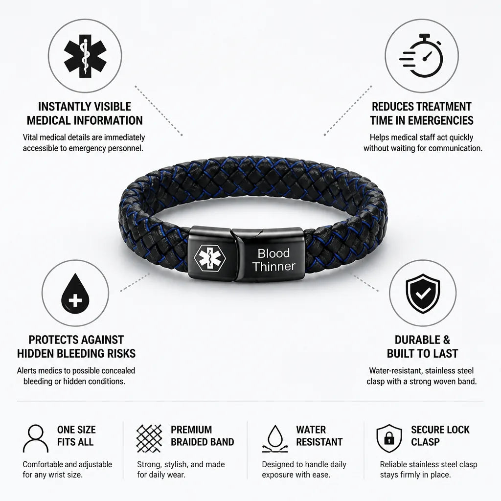 Medical ID Wristband Reflective One Size Fits All