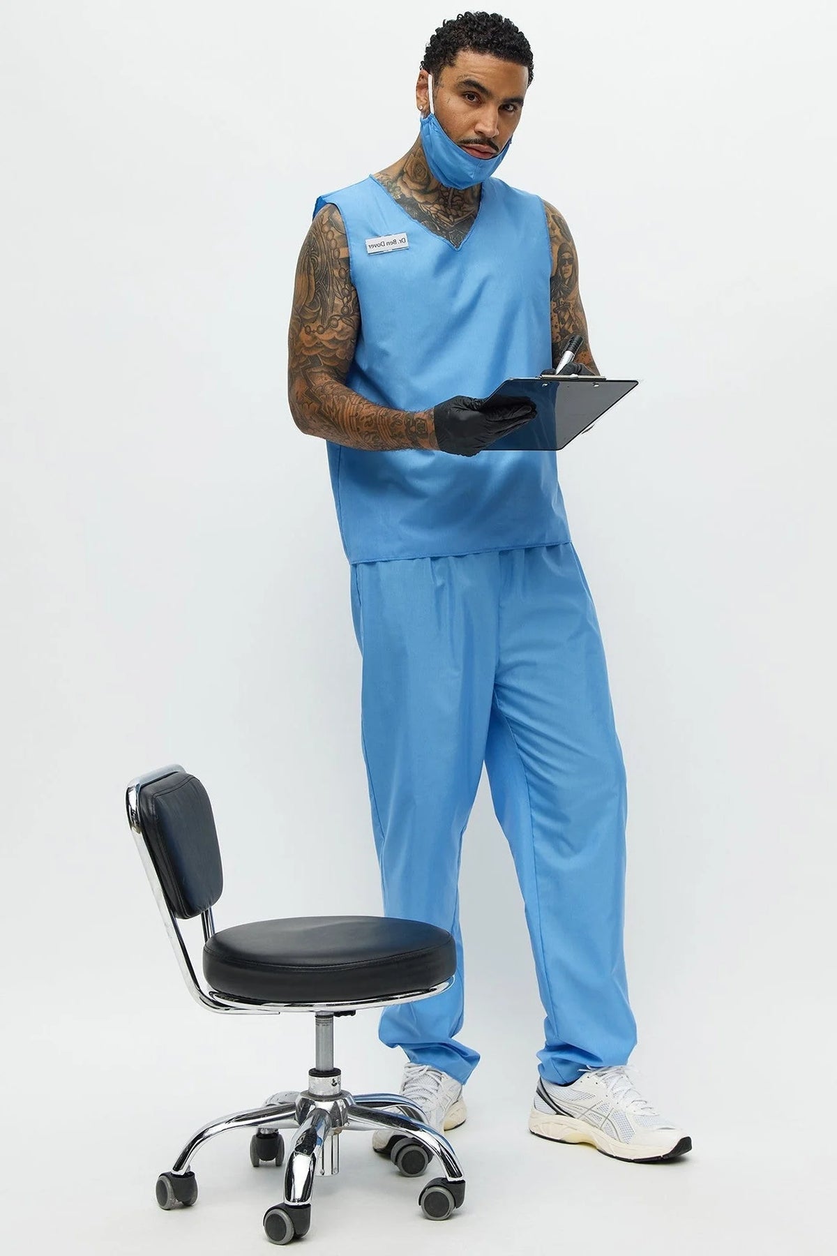 Medical Scrub Costume Set Wrinkle-Resistant V-Neck & Loose-Fit Pants