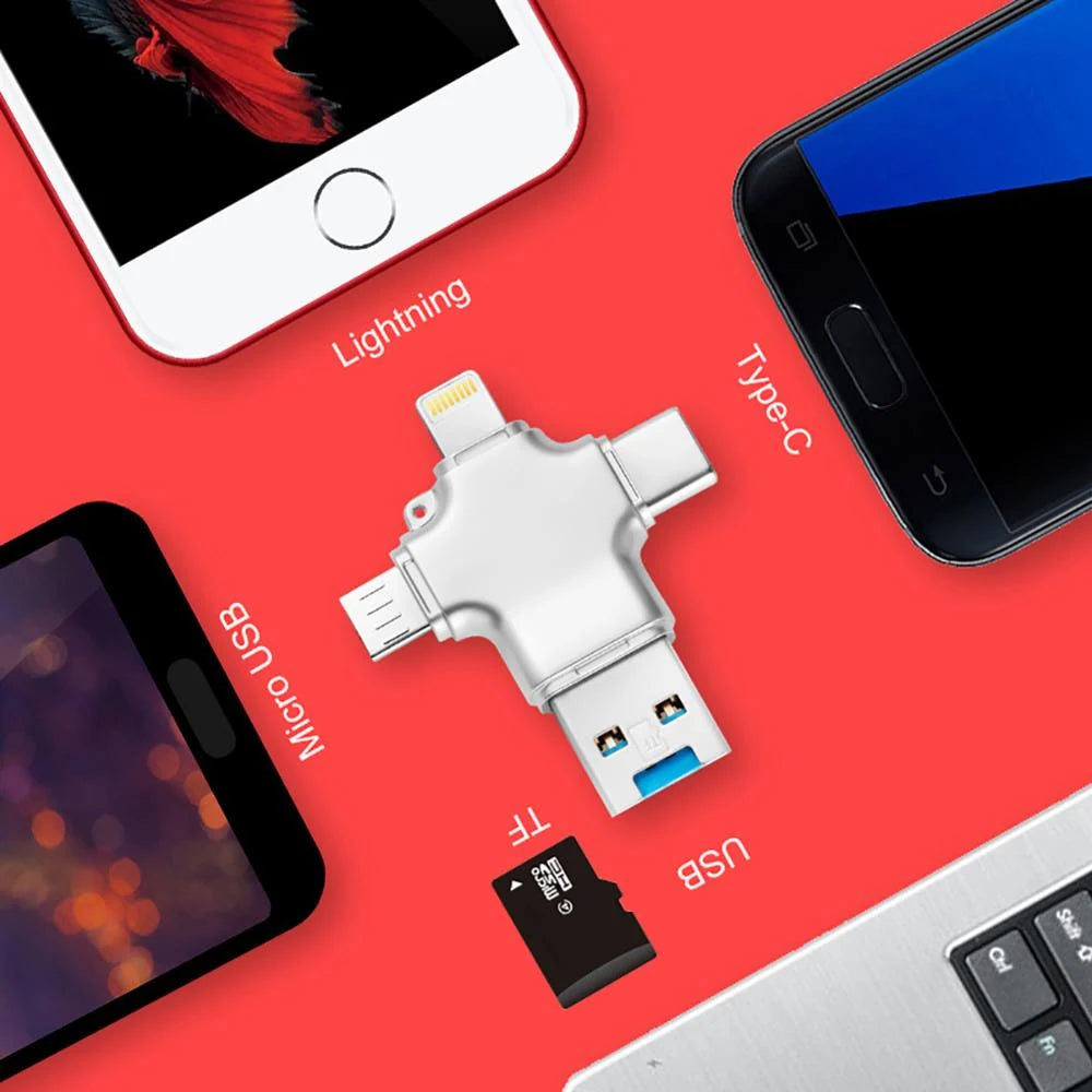 Memory Card Reader 4-In-1 Multi-Device Compatible