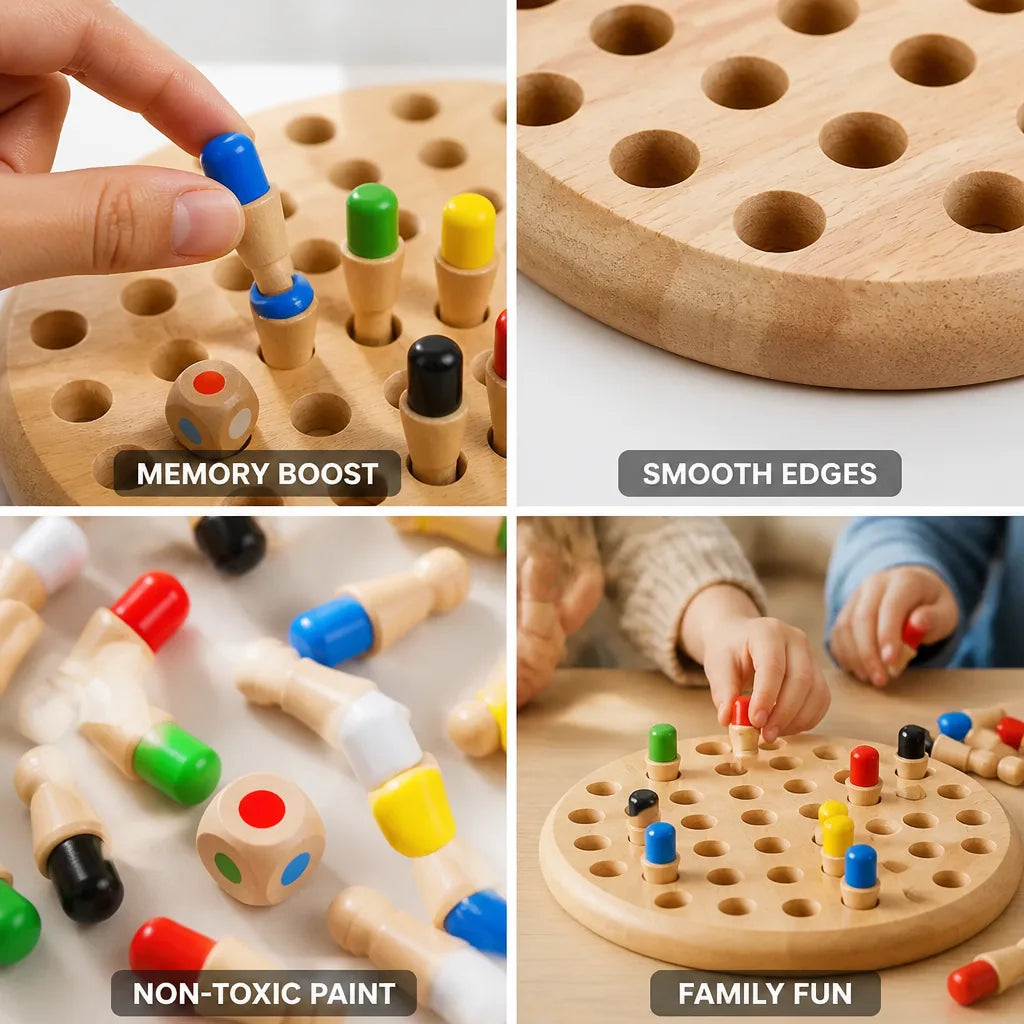 Memory Game Wooden Non-Toxic Paint & Smooth Edges