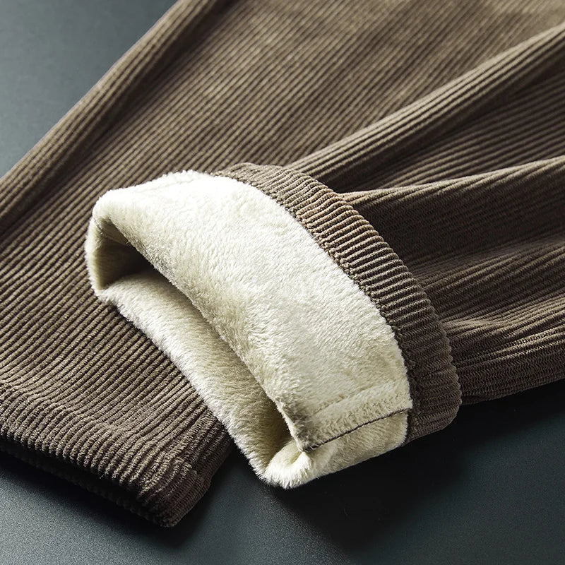 Men’s Corduroy Pants Fleece-Lined Warm & Comfortable