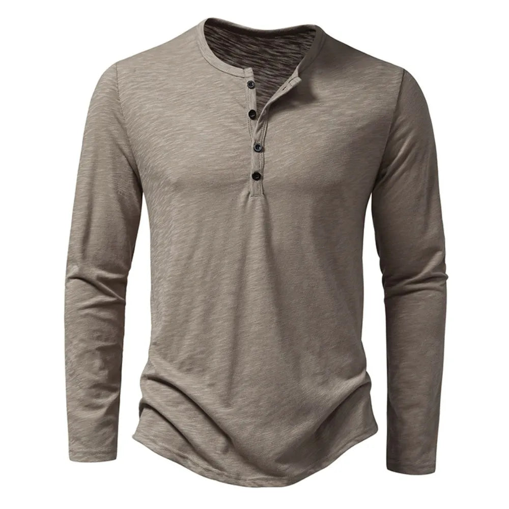 Men’s Henley Shirt 100% Cotton Slim Fit Lightweight