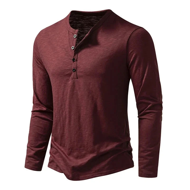 Men’s Henley Shirt 100% Cotton Slim Fit Lightweight