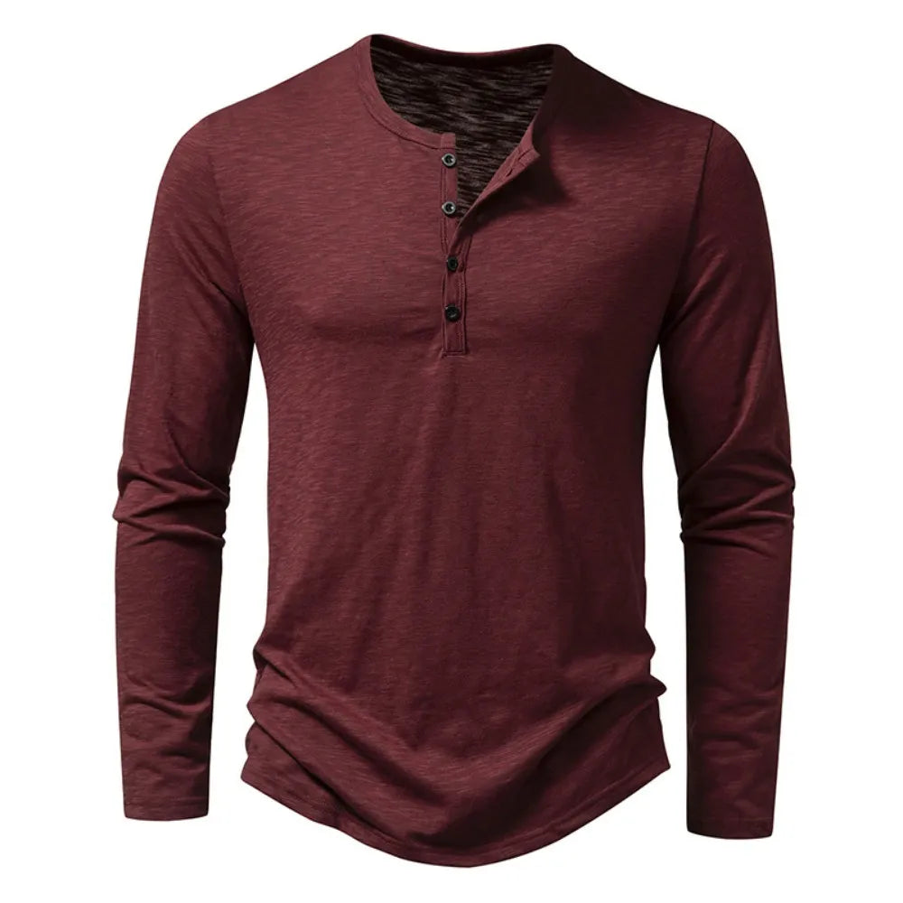 Men’s Henley Shirt 100% Cotton Slim Fit Lightweight