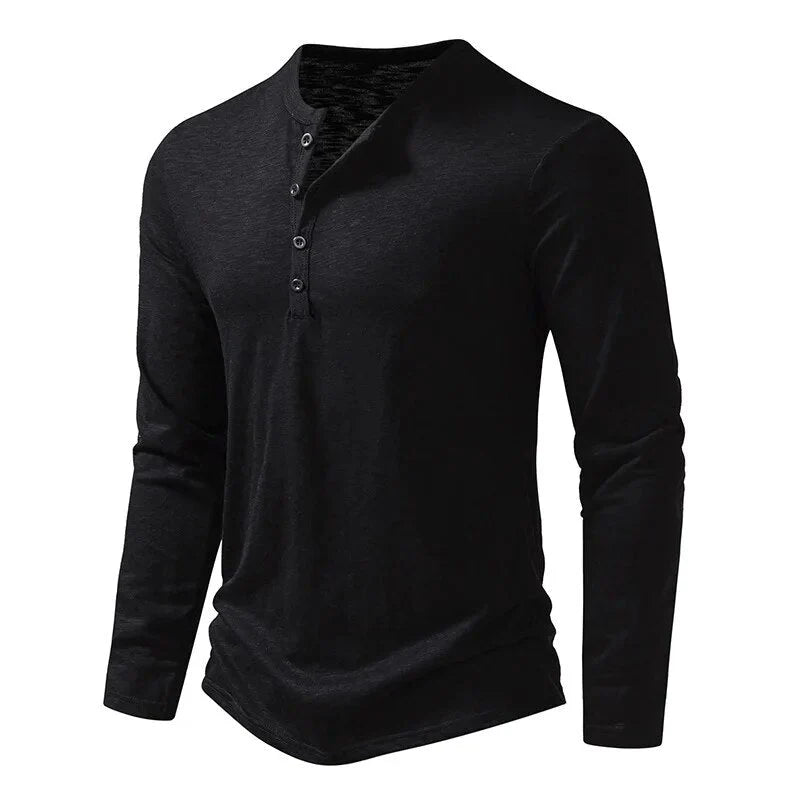 Men’s Henley Shirt 100% Cotton Slim Fit Lightweight