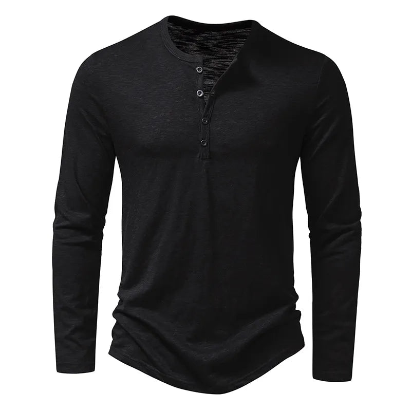 Men’s Henley Shirt 100% Cotton Slim Fit Lightweight