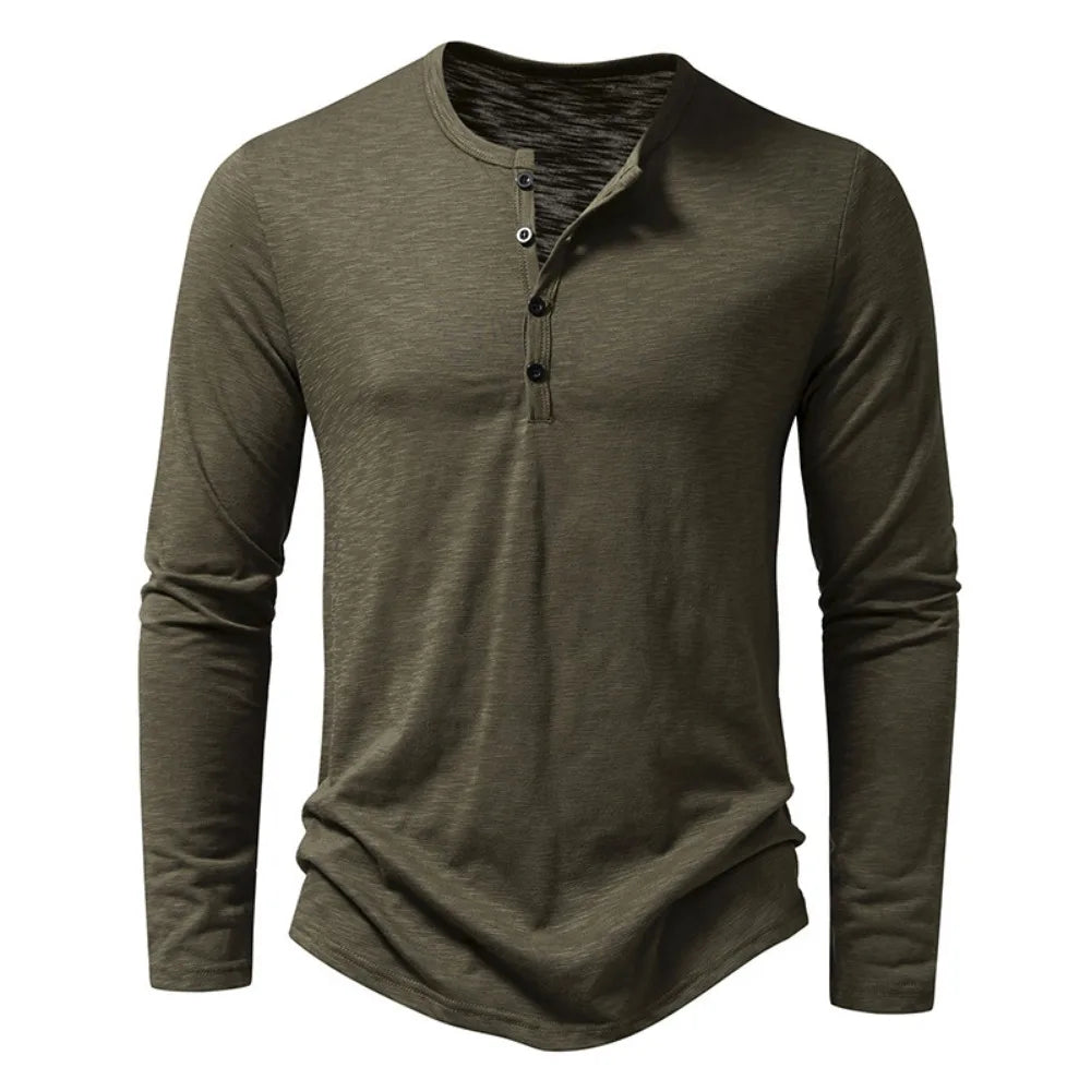 Men’s Henley Shirt 100% Cotton Slim Fit Lightweight