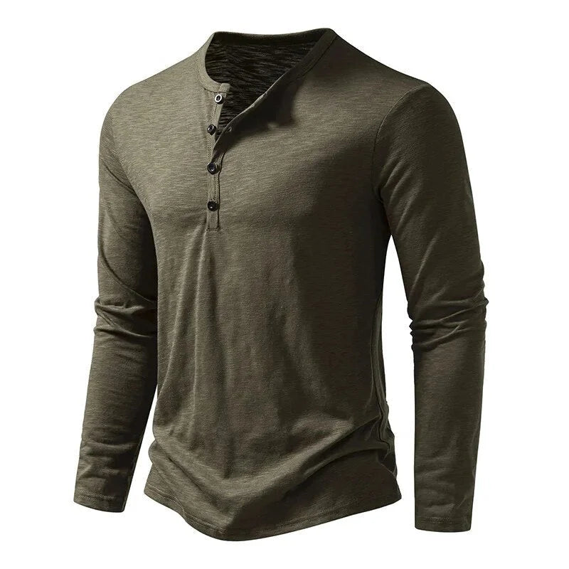 Men’s Henley Shirt 100% Cotton Slim Fit Lightweight