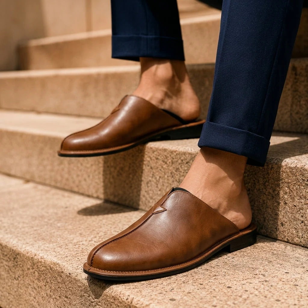 Men's Mules Backless Slip-On Genuine Leather