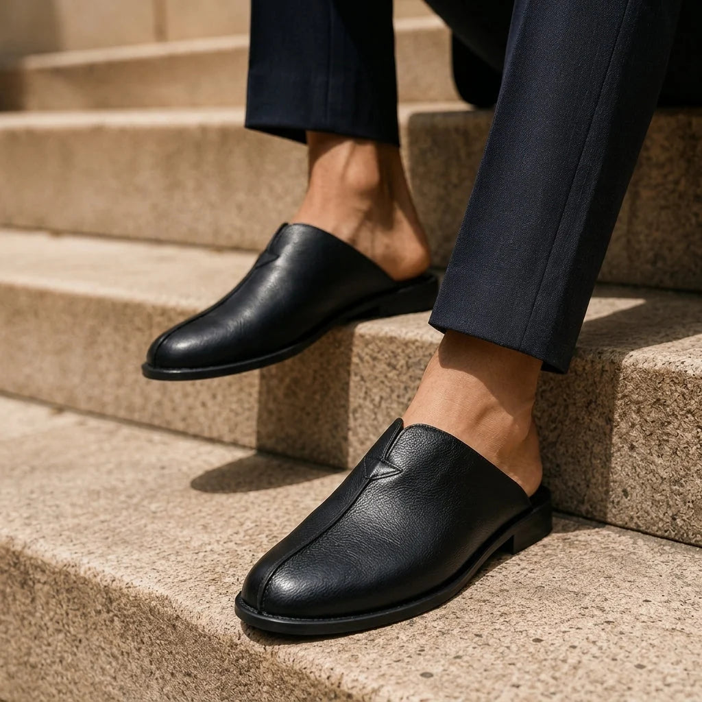 Men's Mules Backless Slip-On Genuine Leather