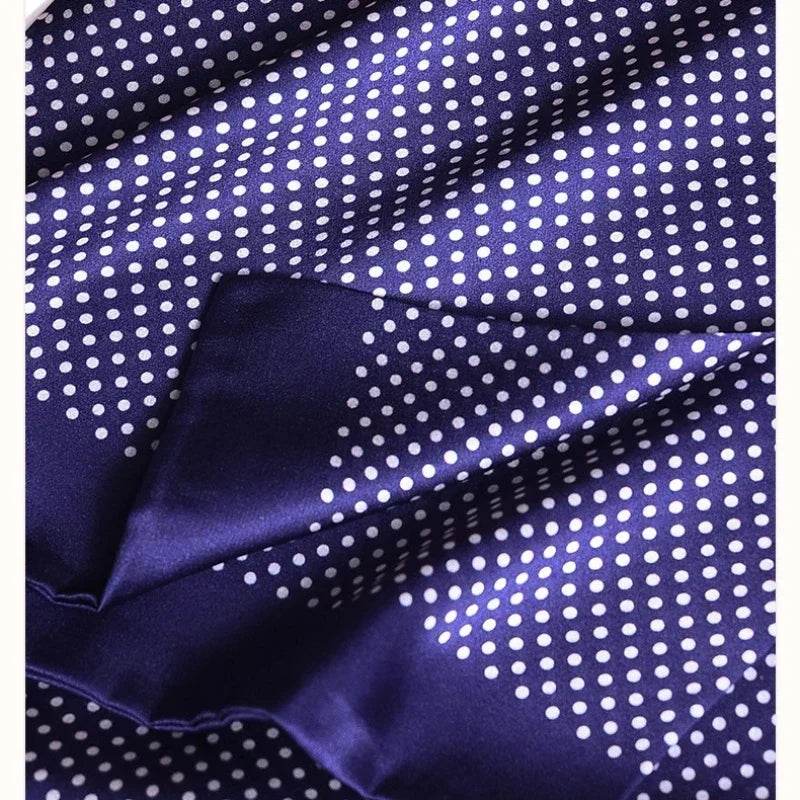 Men’s Scarf 100% Mulberry Silk Double-Layer Polka Dot Pattern