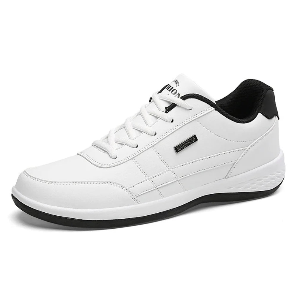 Men’s Sneakers Textured Leather Contrast Side Panel Cushioned Sole