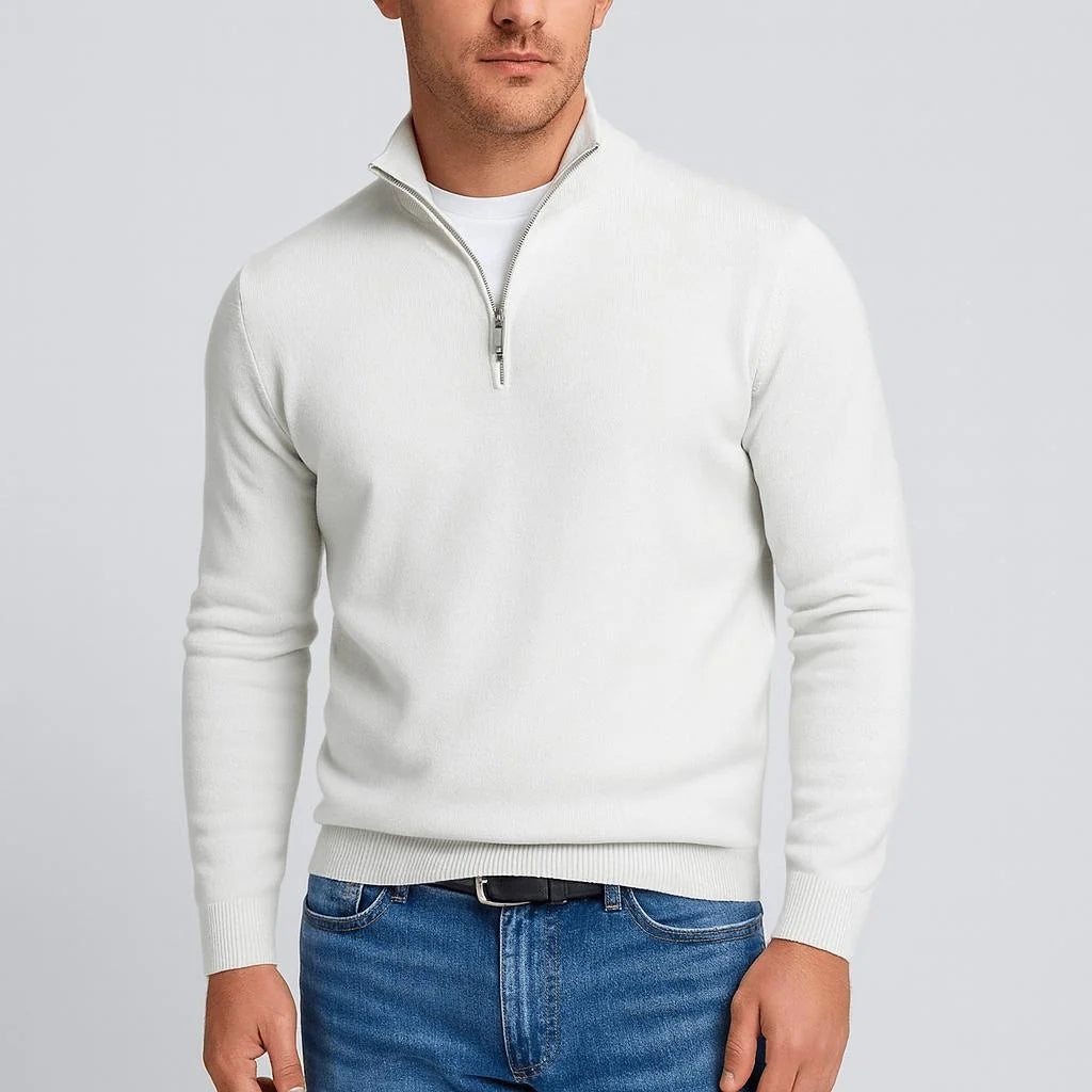 Men’s Sweater Merino Wool Half-Zip Stand-Up Collar