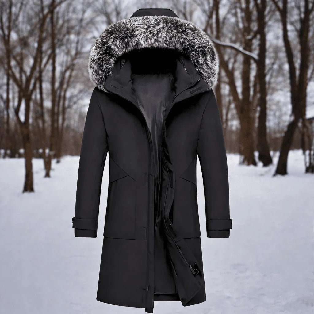 Men’s Winter Parka Windproof Insulated Faux Fur Hood